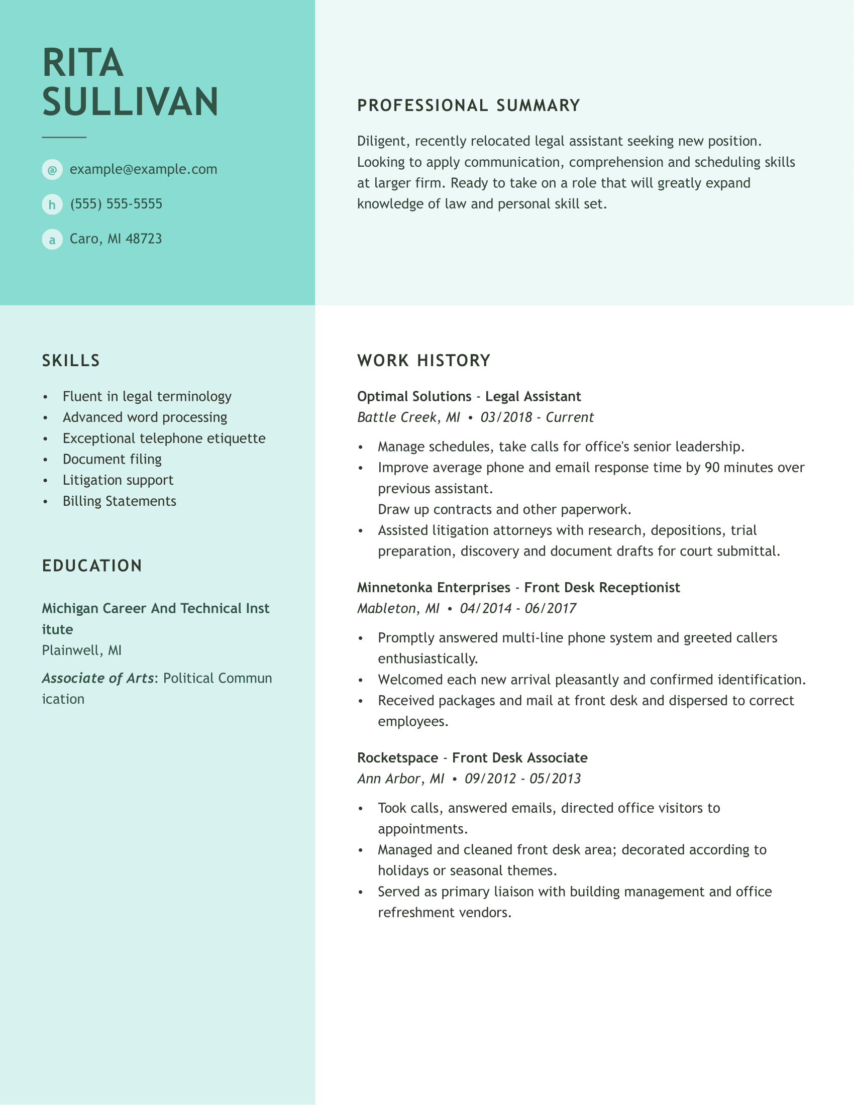 Legal Assistant Resume Examples & Templates