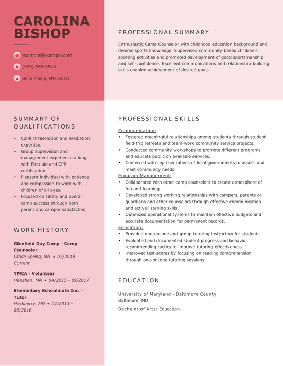 Camp Counselor Resume Examples & Templates