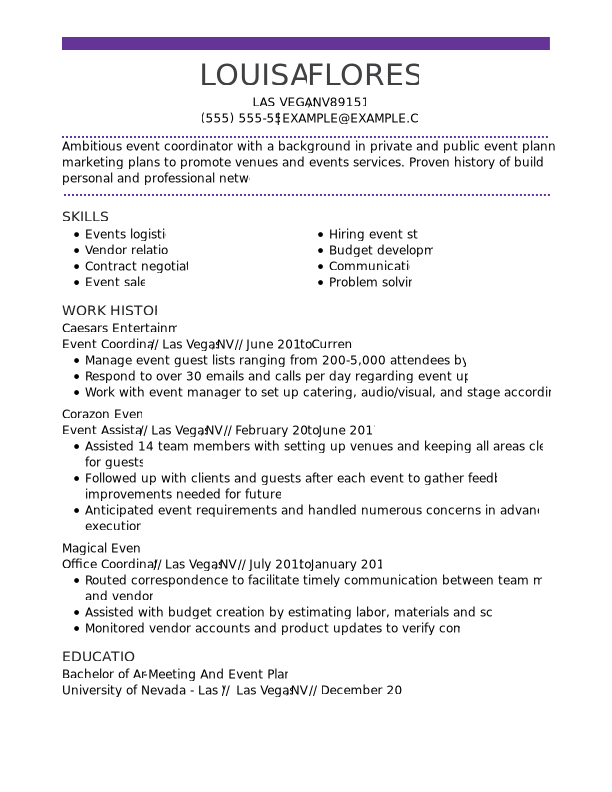 Event Coordinator Resume Examples & Templates