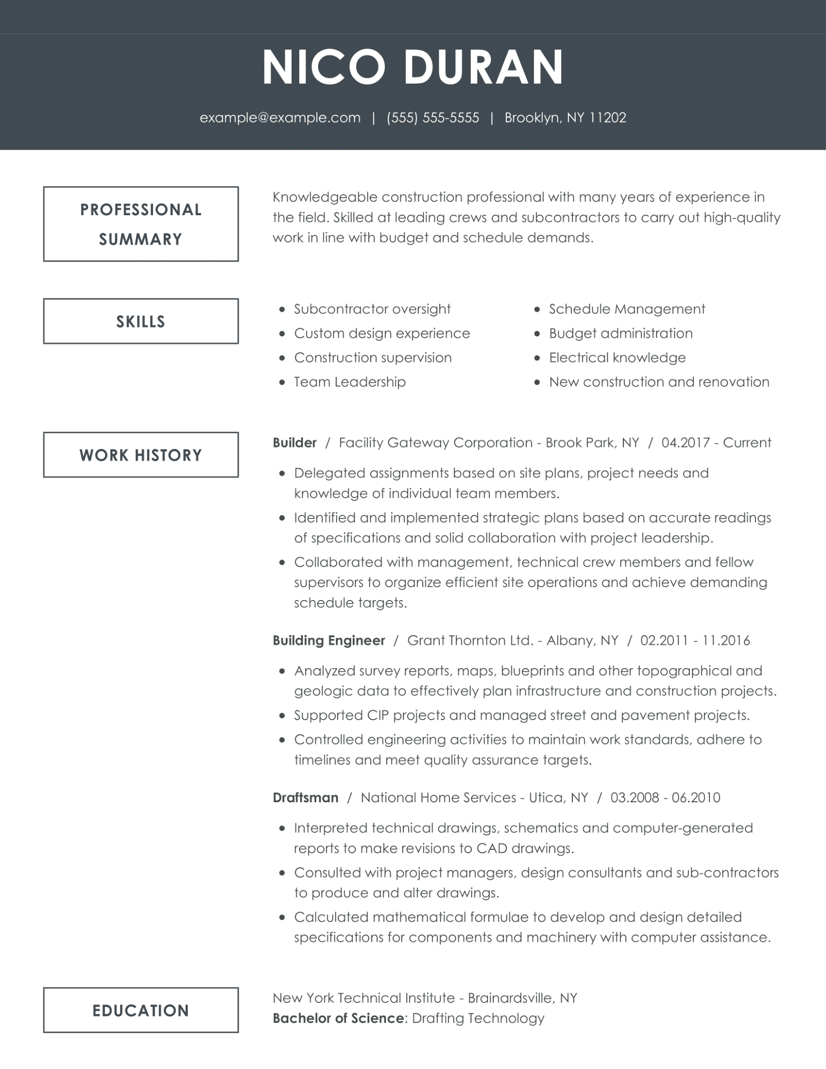 Top Builder Resume Example in 2022 | MyPerfectResume