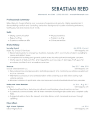 Sample Of Security Guard Resume