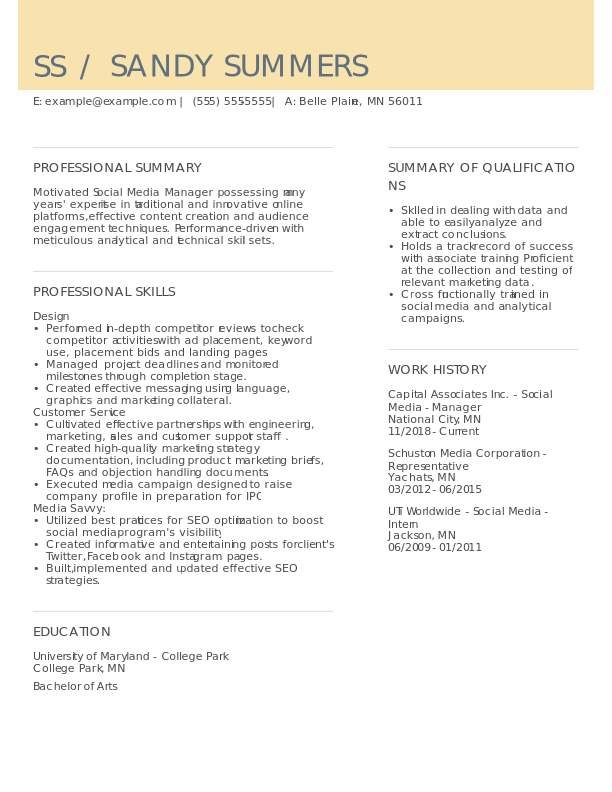 Social Media Manager Resume Examples & Templates