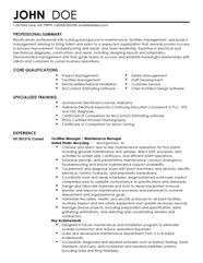 Professional Facilities Manager Resume Example MyPerfectResume