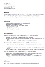 TV Production Assistant Resume Example MyPerfectResume