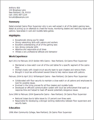 Casino Floor Supervisor Resume Example MyPerfectResume