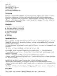  1 Compliance Analyst Resume Example Try Them Now