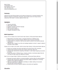 Document Review Attorney Resume Example