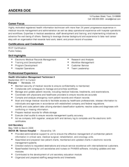 Health Information Technician Resume Example