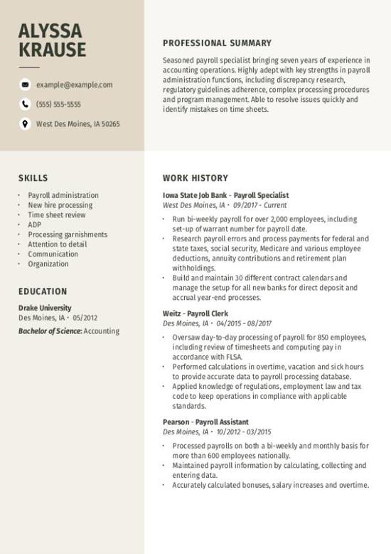 Payroll Specialist Resume Examples + Expert Tips