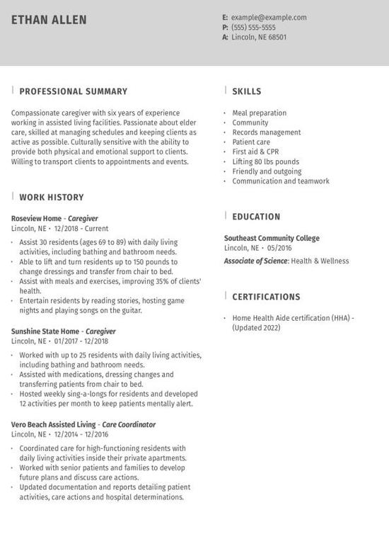 Caregiver Resume Examples & Templates