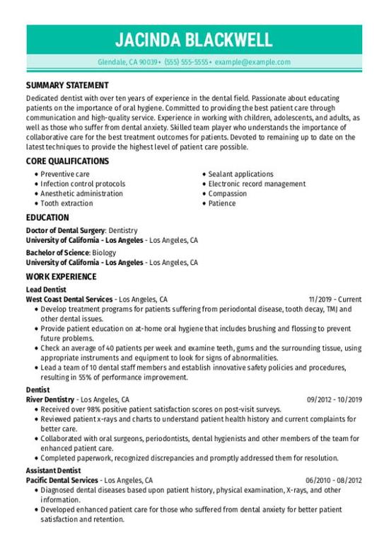 Dentist CV Examples, Guide & Expert Tips