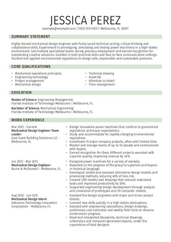 Mechanical Design Engineer CV Guide + Tips + Example