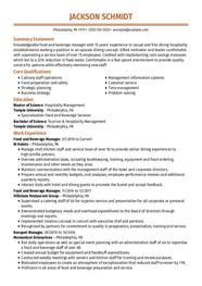 Best Food Service Manager CV Example