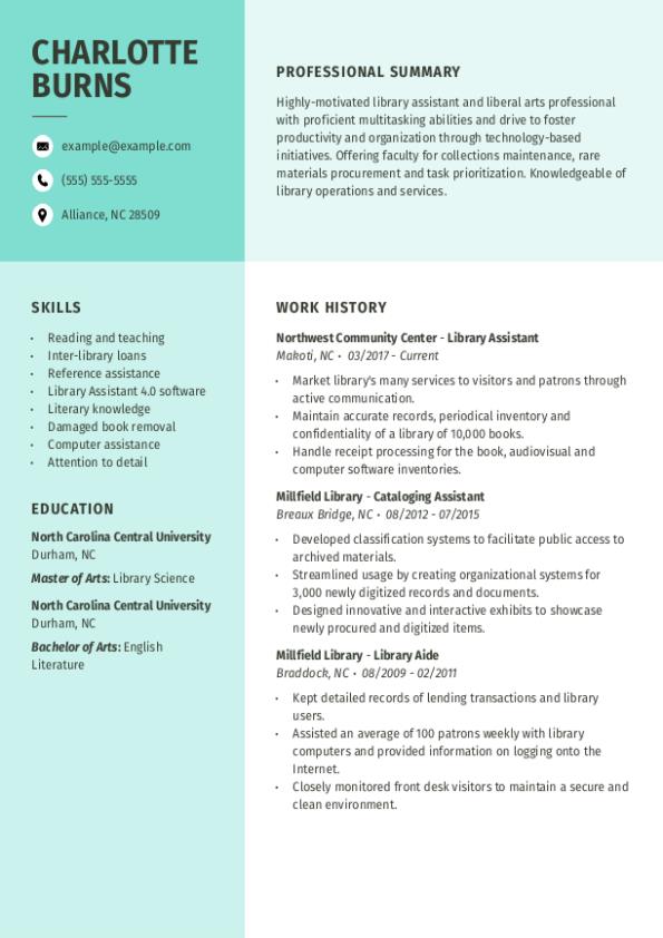 Library Library Assistant Resume Examples for 2024: Templates & Tips