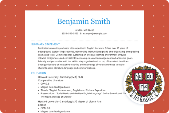 Harvard Resume Example