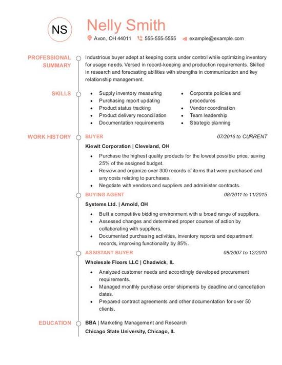 Buyer Resume Template