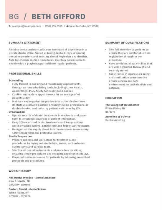 Dental Assistant Resume Examples & Templates