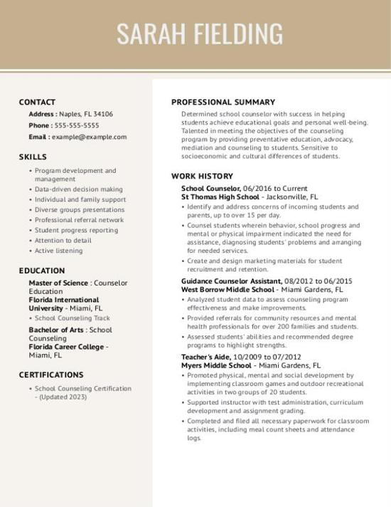 School Counselor Resume Examples & Templates