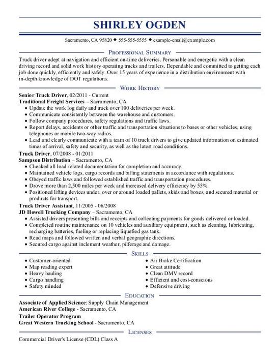 Truck Driver Resume Examples & Templates