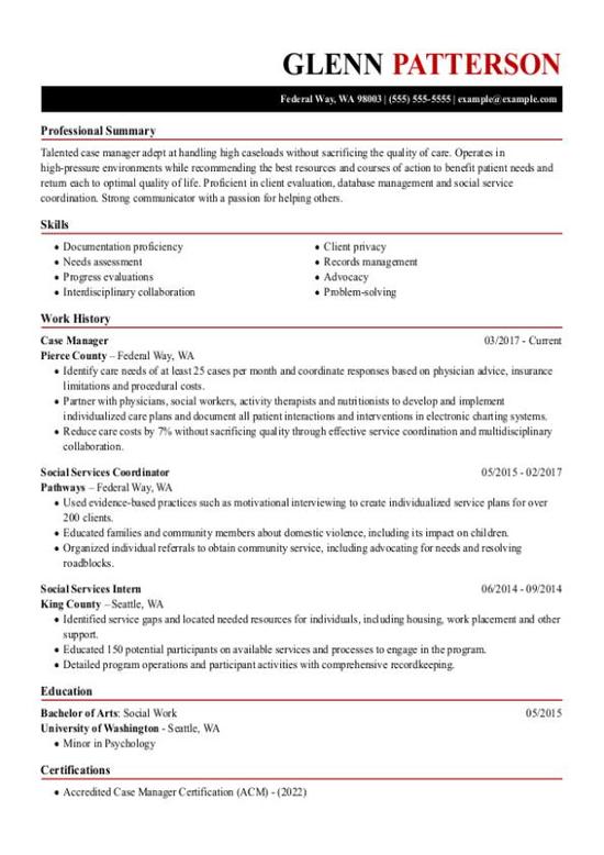 Case Manager Resume Examples & Templates