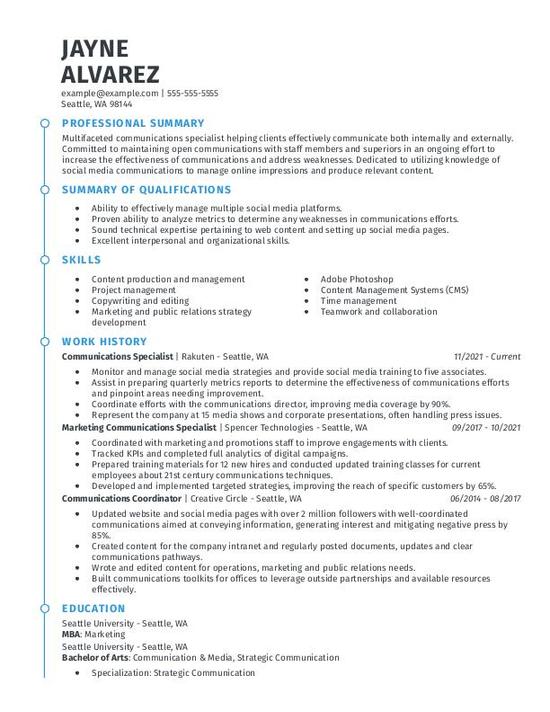 Communications Specialist Resume Examples & Templates