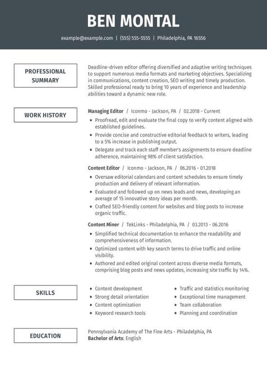 Editor Resume Examples & Templates