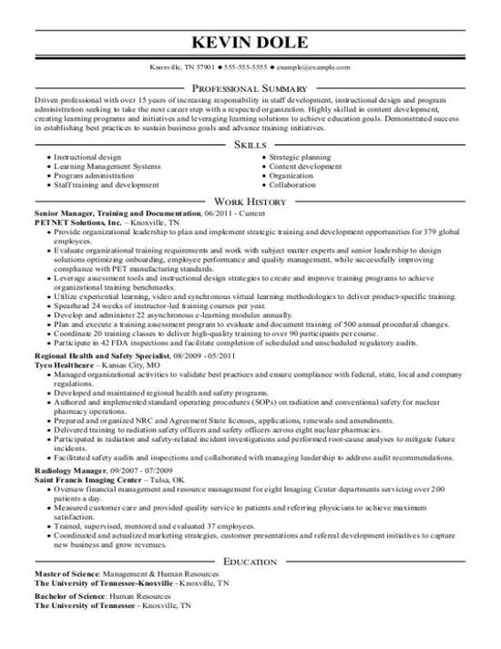 Training Manager Resume Examples & Templates