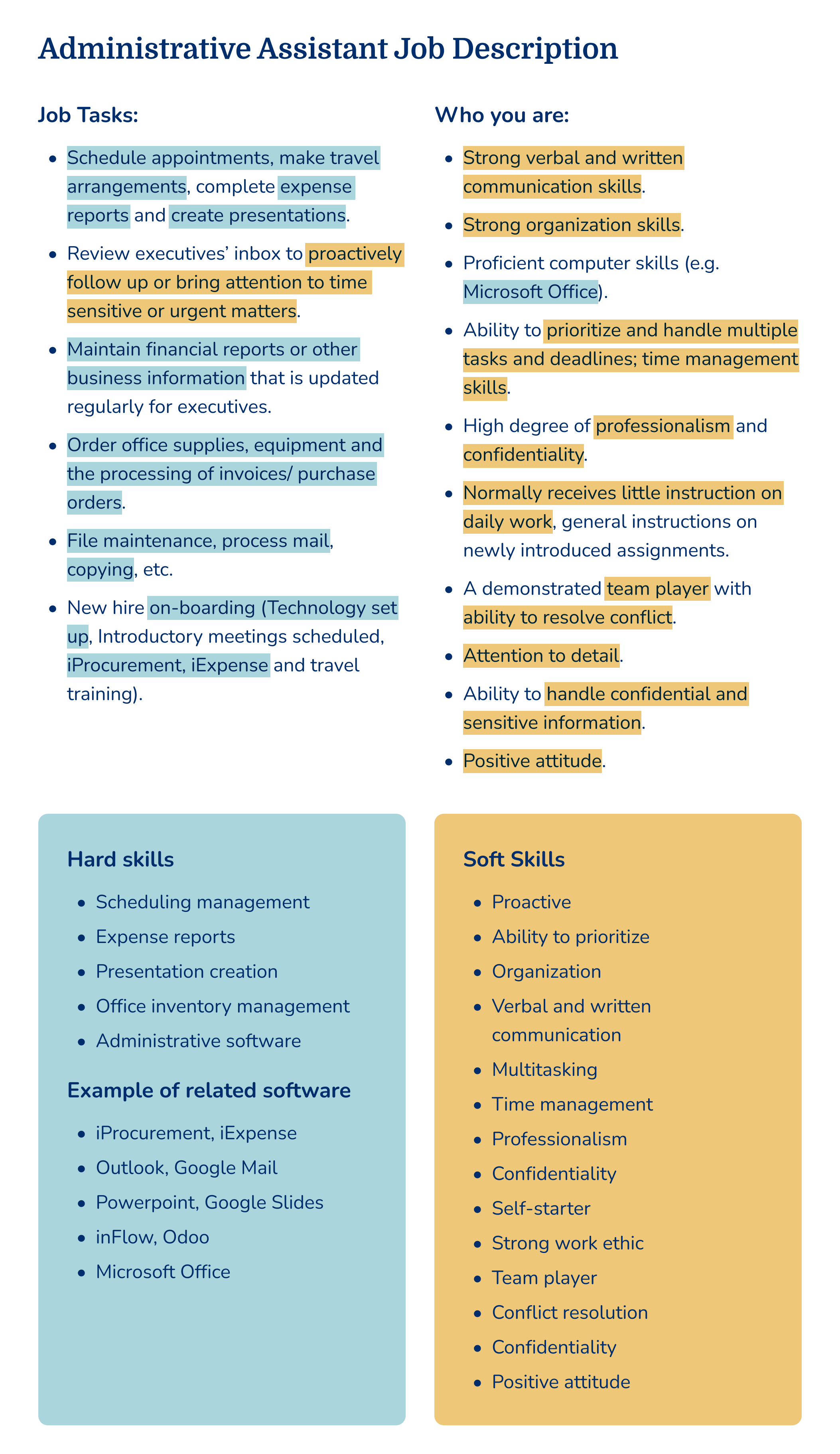 Administrative Assistant Job Description Desk