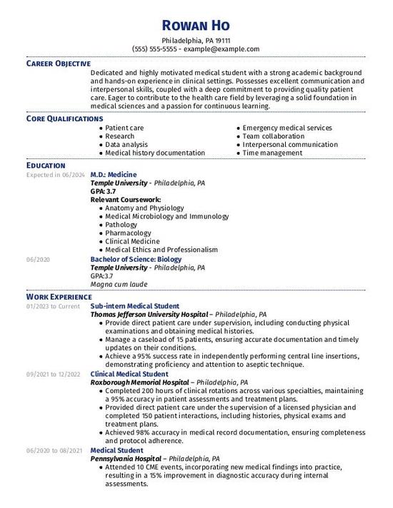 Medical Student CV Examples & Templates