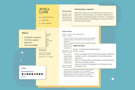 Illustration of a professional resume’s layout and structure