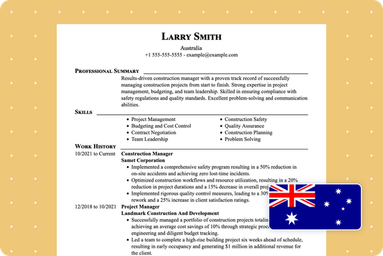 Australian Resume Example