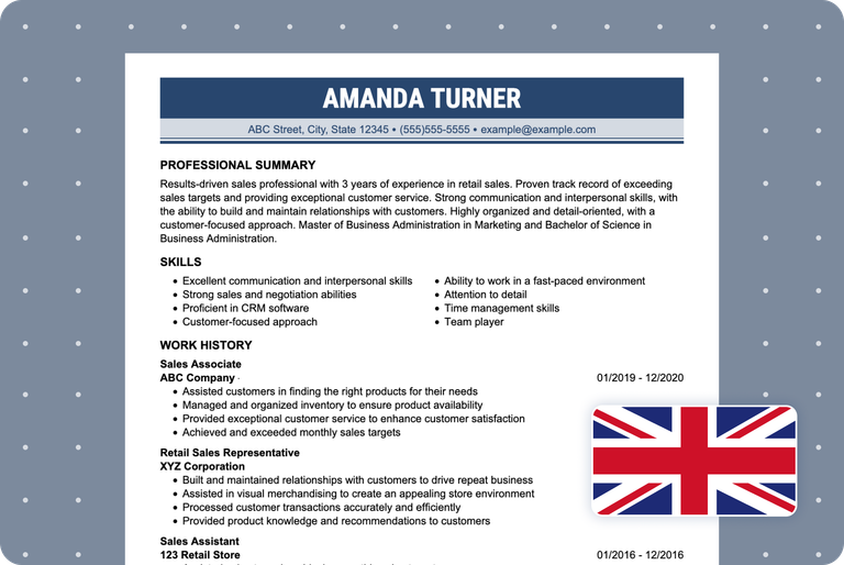 Uk Resume Example