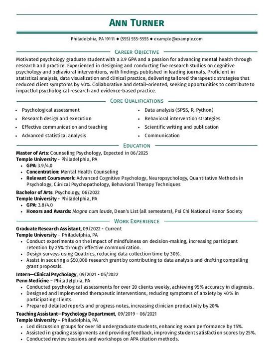 Graduate Student CV Examples & Templates