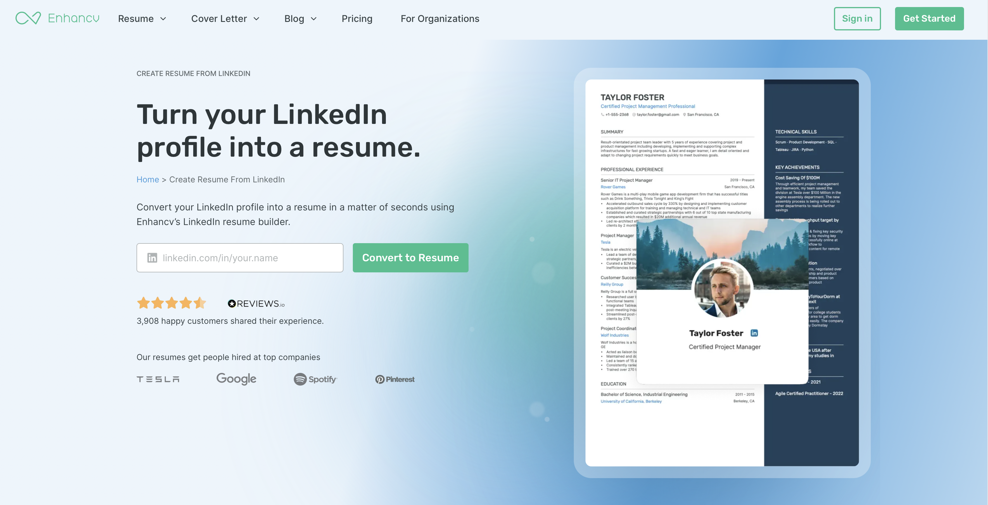 Enhancv LinkedIn Resume Builder width=