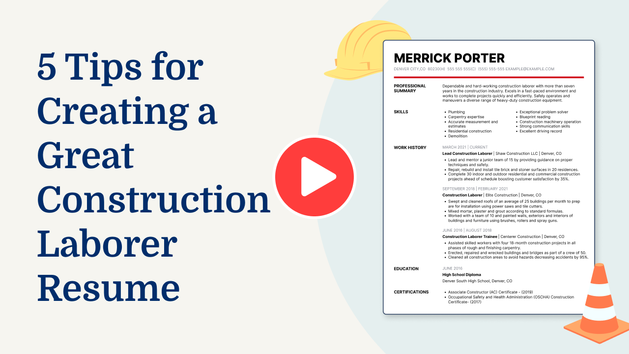 5 Tips For Creating A Great Construction Laborer Resume Scaled