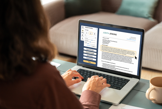 Someone using a Cover Letter generator with the introduction highlighted on a cover letter
