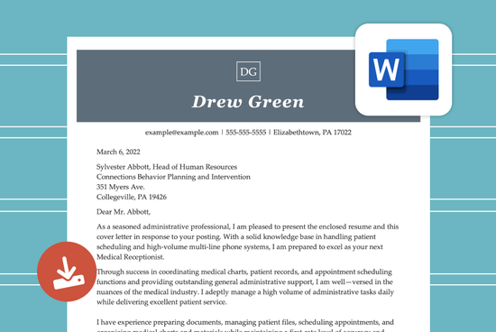 Person using Microsoft Word to create a cover letter