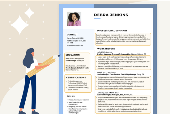 resume with accomplishments highlighted