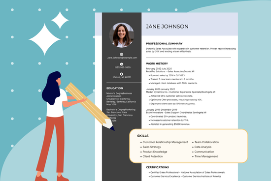 Sales resume, highlighting sales skills