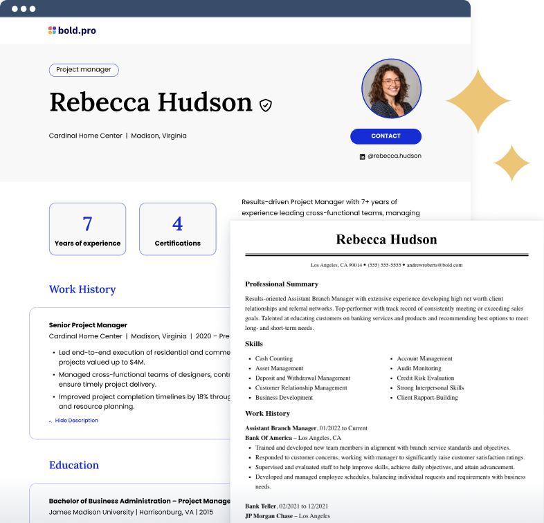 Resume profile preview